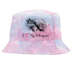 I Love My Pekingese Gift For Pekingese Mama Gift Tie-Dyed Bucket Hat