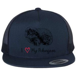 I Love My Pekingese Gift For Pekingese Mama Gift Flat Bill Trucker Hat