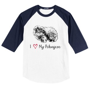 I Love My Pekingese Gift For Pekingese Mama Gift Baseball Sleeve Shirt