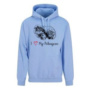 I Love My Pekingese Gift For Pekingese Mama Gift Unisex Surf Hoodie