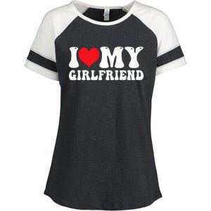 I Love My Girlfriend Heart Boyfriend Couples Enza Ladies Jersey Colorblock Tee