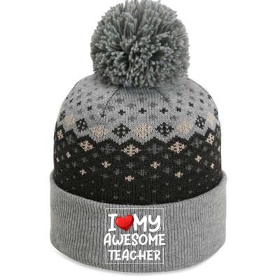 I Love My Awesome Teacher Valentines Day Matching Couple Gift The Baniff Cuffed Pom Beanie