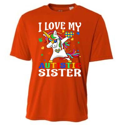 I Love My Autistic Sister Autism Awareness Day Unicorn Funny Gift Cooling Performance Crew T-Shirt