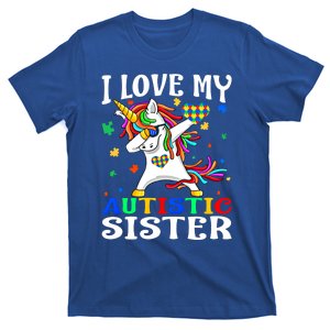 I Love My Autistic Sister Autism Awareness Day Unicorn Funny Gift T-Shirt