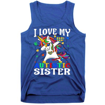 I Love My Autistic Sister Autism Awareness Day Unicorn Funny Gift Tank Top