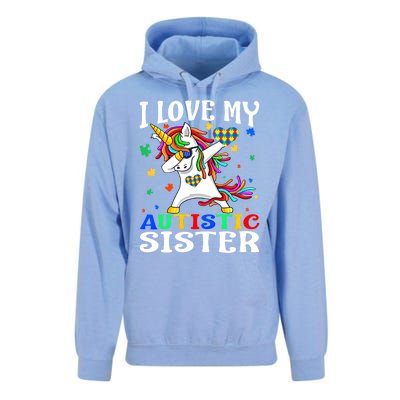 I Love My Autistic Sister Autism Awareness Day Unicorn Funny Gift Unisex Surf Hoodie