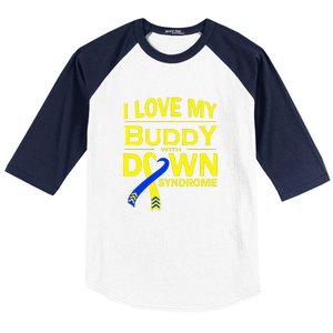 I Love My Buddy With Down Syndrome Gift Family Matching Baseball Sleeve Shirt