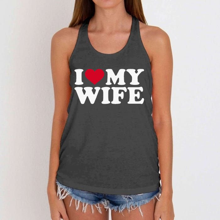 I Love My Wife Funny Valentine Day Women's Knotted Racerback Tank