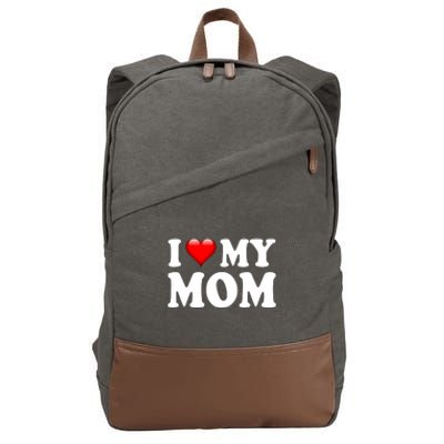 I Love My Mom Cotton Canvas Backpack