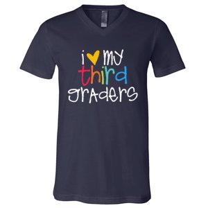 I Love My Third Graders Heart First Day Of School Teacher V-Neck T-Shirt