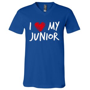 I Love My Junior Valentines Outfit Matching Son Family Gift V-Neck T-Shirt