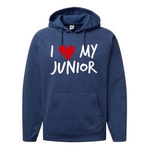 I Love My Junior Valentines Outfit Matching Son Family Gift Performance Fleece Hoodie