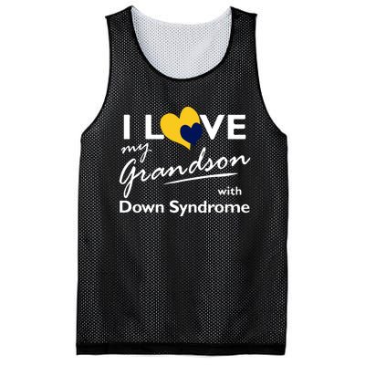 I Love My Grandson With Down Syndrome Gift Family Matching Mesh Reversible Basketball Jersey Tank