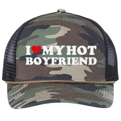 I Love My Hot Boyfriend I Heart My Hot Boyfriend Bf Gift Retro Rope Trucker Hat Cap