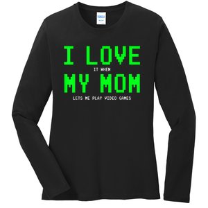 I Love My Mom Shirt Gamer Gifts For N Boys Video Games Ladies Long Sleeve Shirt