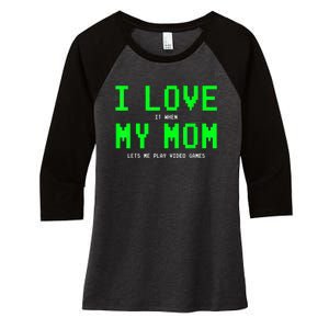 I Love My Mom Shirt Gamer Gifts For N Boys Video Games Women's Tri-Blend 3/4-Sleeve Raglan Shirt