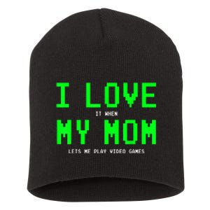 I Love My Mom Shirt Gamer Gifts For N Boys Video Games Short Acrylic Beanie