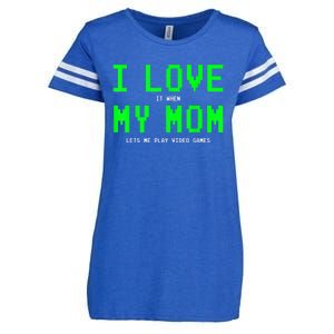 I Love My Mom Shirt Gamer Gifts For N Boys Video Games Enza Ladies Jersey Football T-Shirt