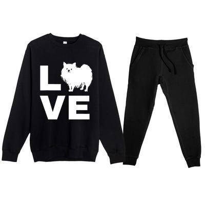 I Love My Pomeranian Dog Puppy Pet Lover Gift Premium Crewneck Sweatsuit Set