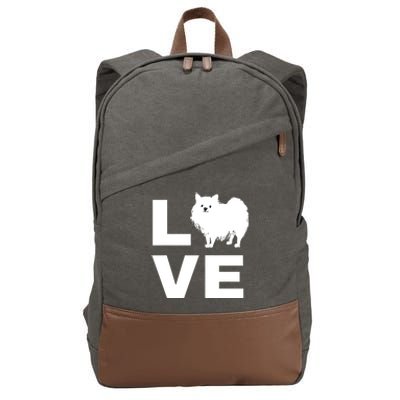 I Love My Pomeranian Dog Puppy Pet Lover Gift Cotton Canvas Backpack