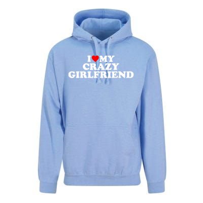 I Love My Crazy Girlfriend GF Red Heart Unisex Surf Hoodie