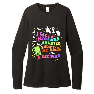 I Like My Mansions Haunted And My Tea A Bit Mad Halloween Womens CVC Long Sleeve Shirt