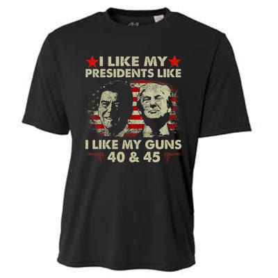 I Like My Presidents Like I Like My Guns 40 & 45 Vote Trump Cooling Performance Crew T-Shirt