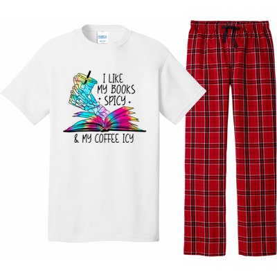 I Like My Books Spicy And My Coffee Icy Skeleton Hand Book Lover Pajama Set