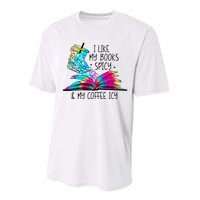 I Like My Books Spicy And My Coffee Icy Skeleton Hand Book Lover Performance Sprint T-Shirt