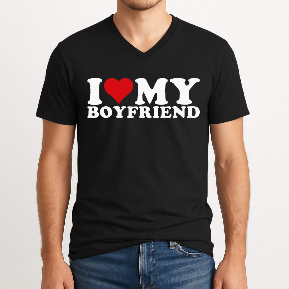 I Love My Boyfriend Bf I Heart My Boyfriend Bf V-Neck T-Shirt