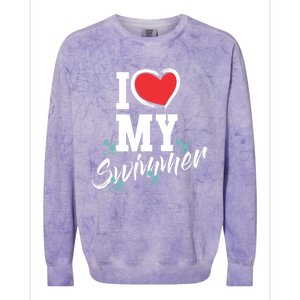 I Love My Swimmer Swim Team Mother Mama Funny Swimming Gift Colorblast Crewneck Sweatshirt