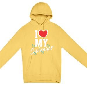 I Love My Swimmer Swim Team Mother Mama Funny Swimming Gift Premium Pullover Hoodie