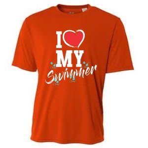 I Love My Swimmer Swim Team Mother Mama Funny Swimming Gift Cooling Performance Crew T-Shirt