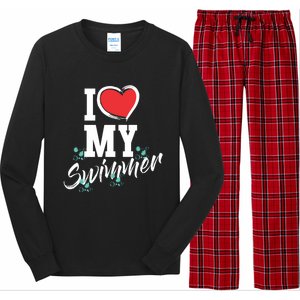 I Love My Swimmer Swim Team Mother Mama Funny Swimming Gift Long Sleeve Pajama Set