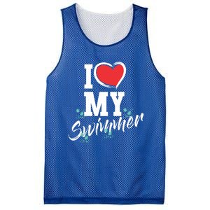 I Love My Swimmer Swim Team Mother Mama Funny Swimming Gift Mesh Reversible Basketball Jersey Tank