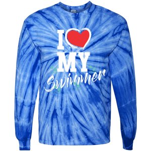 I Love My Swimmer Swim Team Mother Mama Funny Swimming Gift Tie-Dye Long Sleeve Shirt