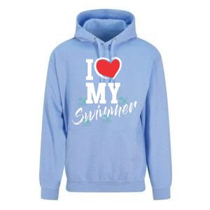 I Love My Swimmer Swim Team Mother Mama Funny Swimming Gift Unisex Surf Hoodie