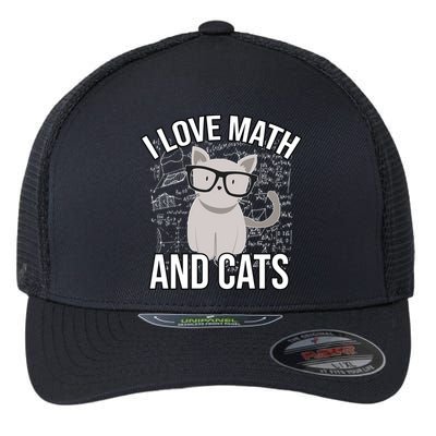 I Love Math And Cats Funny Flexfit Unipanel Trucker Cap