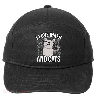 I Love Math And Cats Funny 7-Panel Snapback Hat