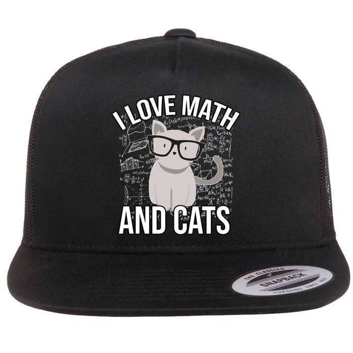 I Love Math And Cats Funny Flatbill Hat