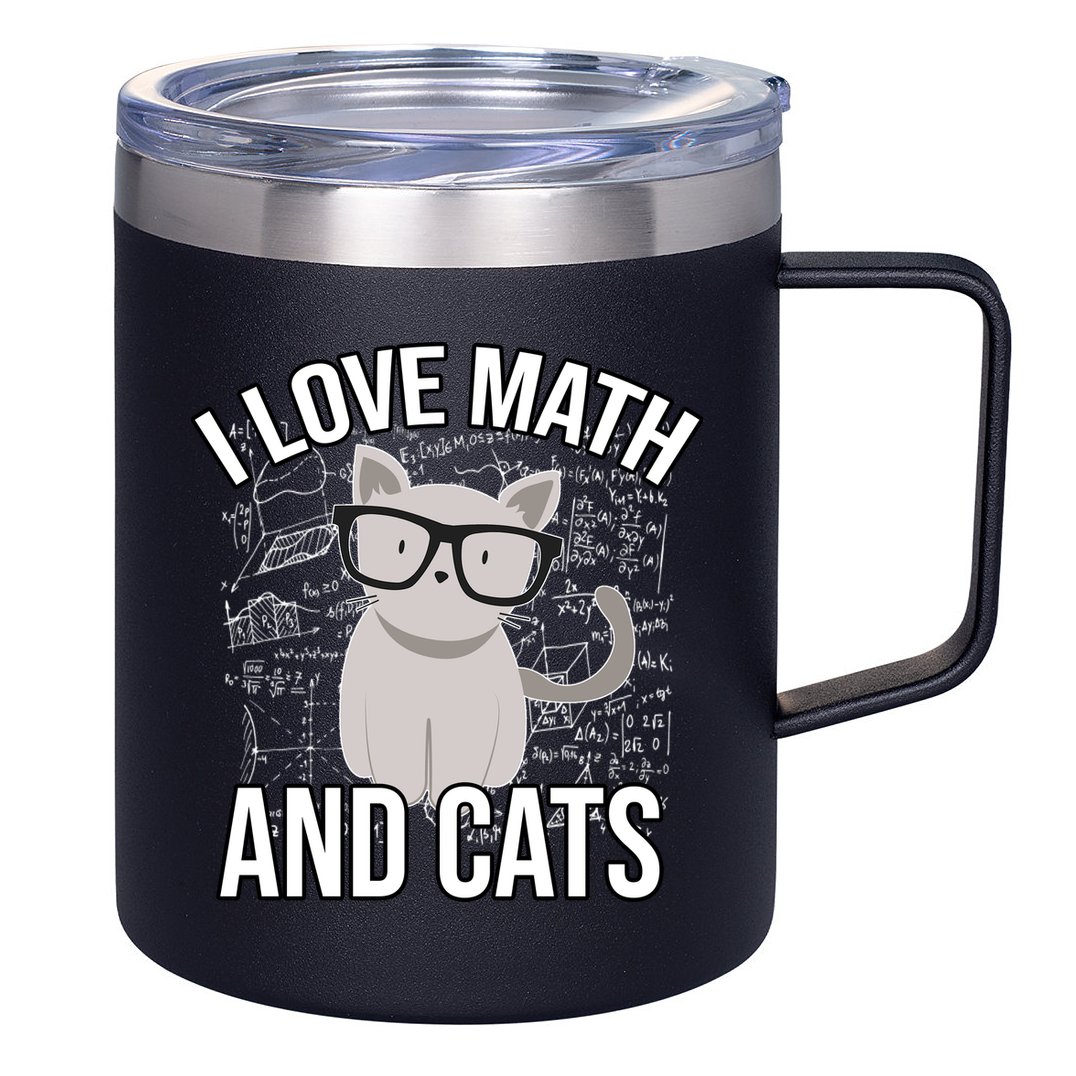 I Love Math And Cats Funny 12oz Stainless Steel Coffee Mug