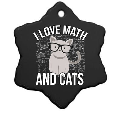 I Love Math And Cats Funny Ceramic Star Ornament