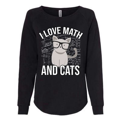 I Love Math And Cats Funny Womens California Wash Sweatshirt