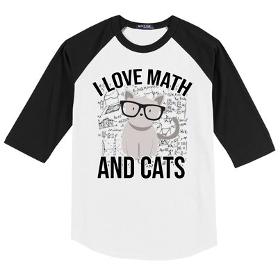 I Love Math And Cats Funny Baseball Sleeve Shirt