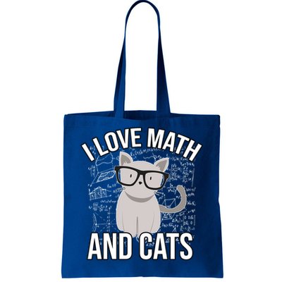 I Love Math And Cats Funny Tote Bag