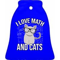 I Love Math And Cats Funny Ceramic Bell Ornament