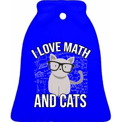 I Love Math And Cats Funny Ceramic Bell Ornament