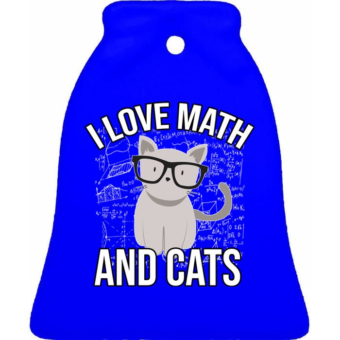 I Love Math And Cats Funny Ceramic Bell Ornament