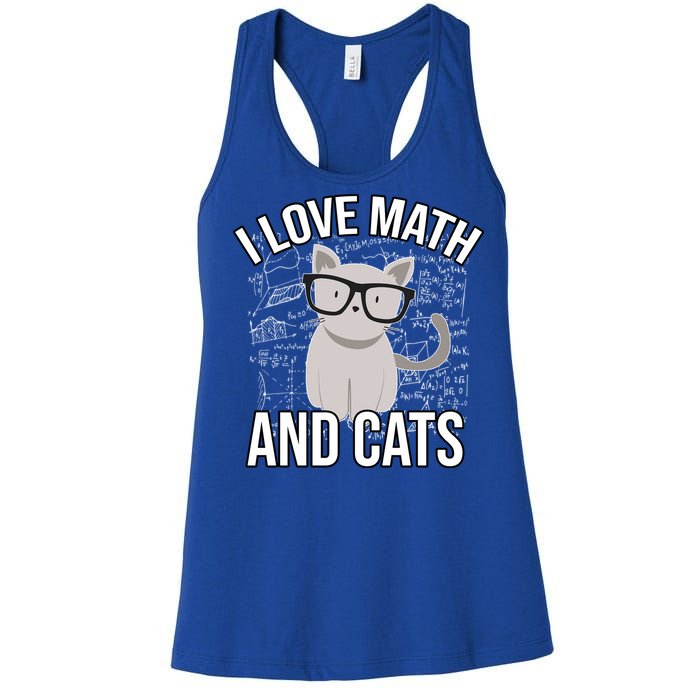 I Love Math And Cats Funny Women's Racerback Tank