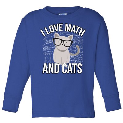 I Love Math And Cats Funny Toddler Long Sleeve Shirt